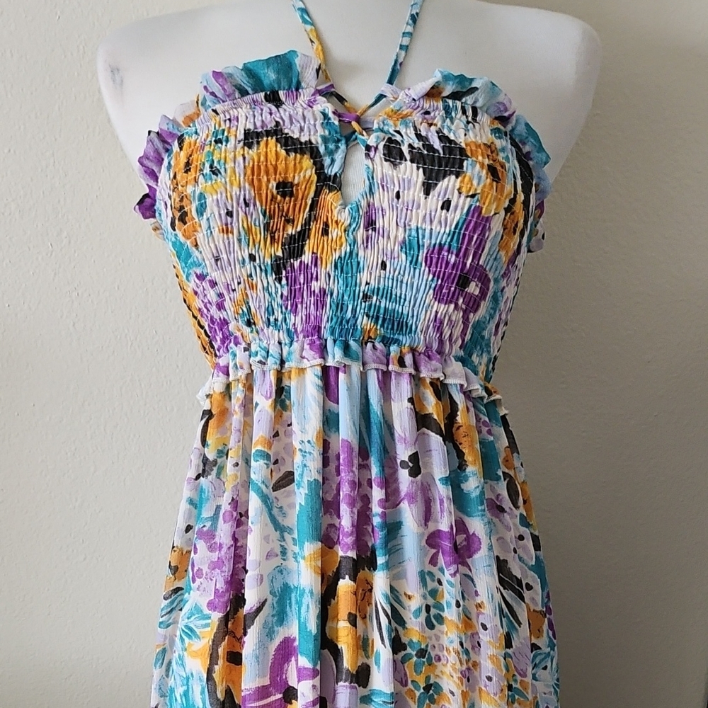 Bloomimgdale's Floral Halter Multicolor Maxi Dress